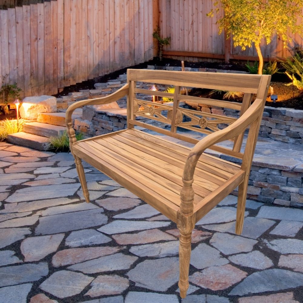 Massive Teakholz Sitzbank CHRISTOS 100cm natur Outdoor Gartenbank