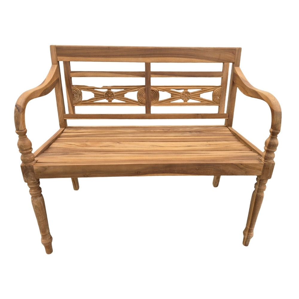 Massive Teakholz Sitzbank CHRISTOS 100cm natur Outdoor Gartenbank