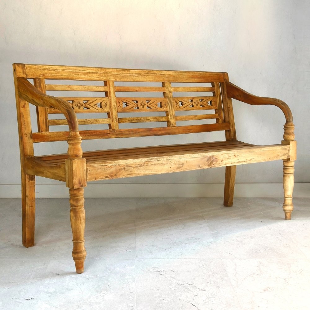 Massive Sitzbank CHRISTOS Antique-Natural 150cm Mahagoni