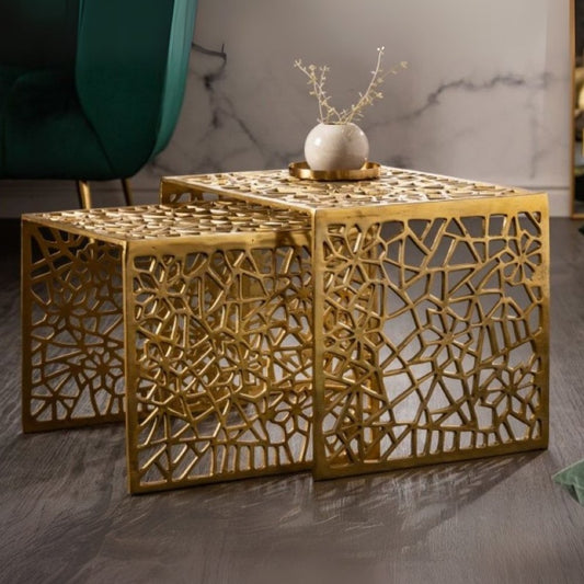 Design Couchtisch 2er Set RIAS Aluminium ca.50cm gold