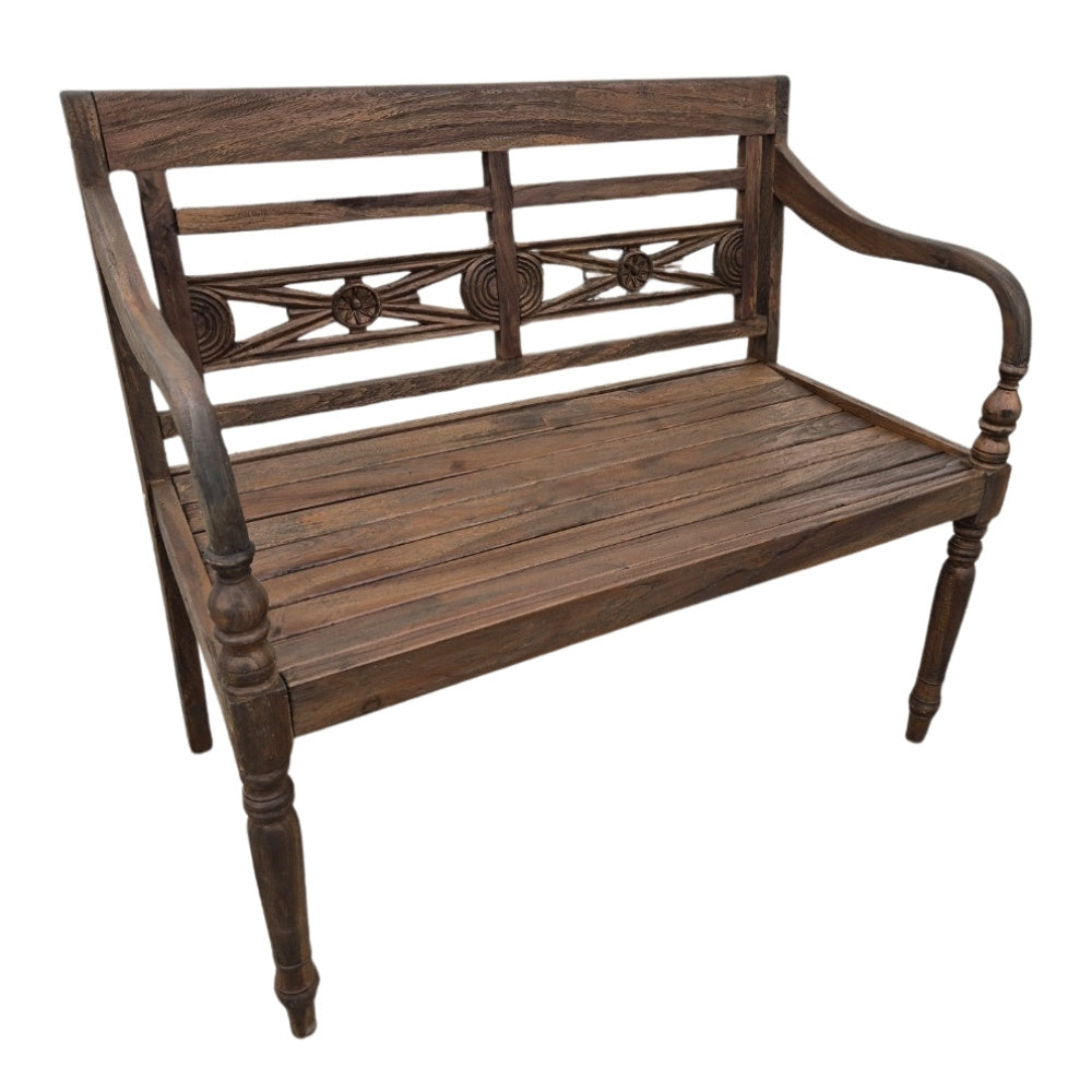 Massive Teakholz Sitzbank CHRISTOS 100cm brown Outdoor Gartenbank