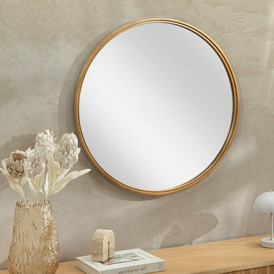 Runder Wandspiegel RETRATO 80cm gold Metallrahmen Frisierspiegel