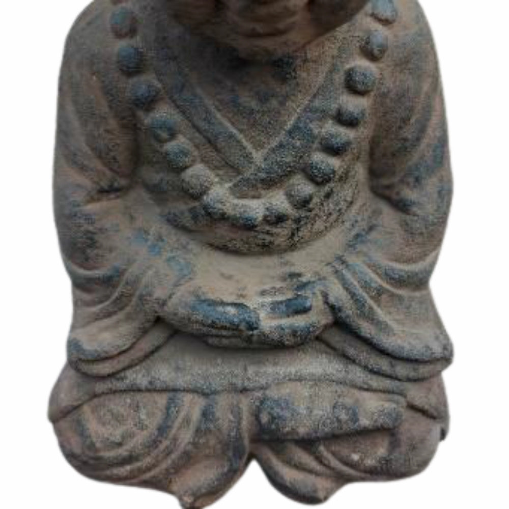 Buddha Figur PRAY 40cm Antik-Schwarz Zement Outdoor-Deko
