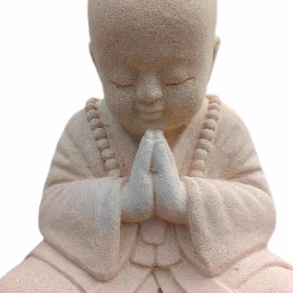 Buddha Figur BERDOA 40cm Creme Zement Garten Dekoration