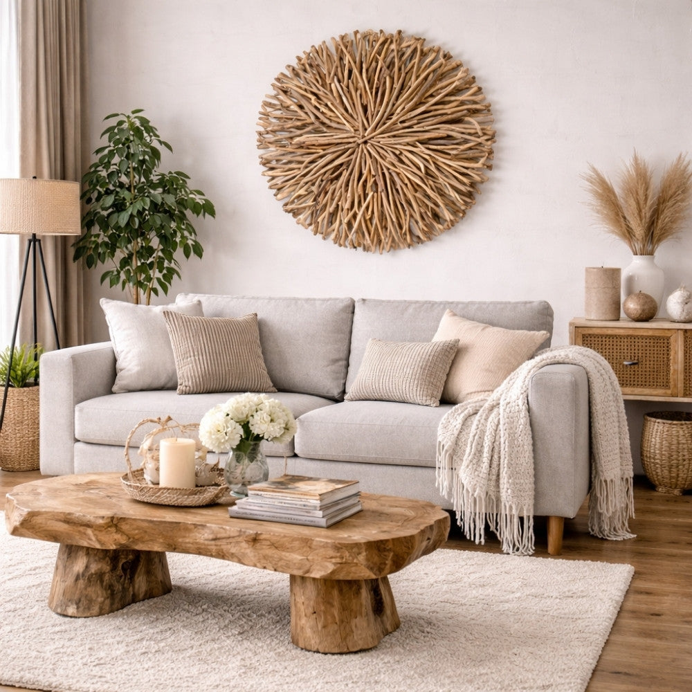 Wand-Deko-Objekt BULAT Natural Ø ca. 70cm Treibholz Wandbild – LebensWohnArt