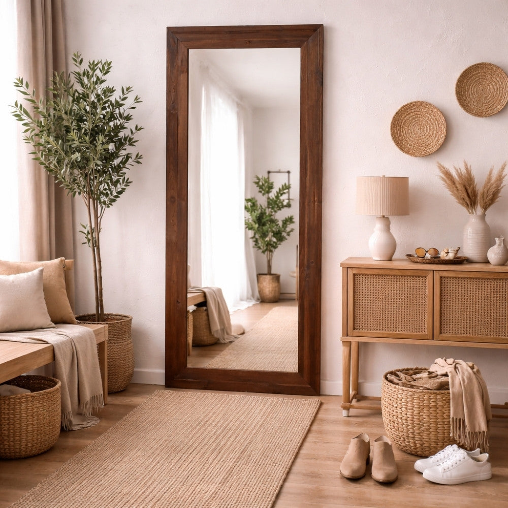 Wandspiegel TEAK 160x70cm recyceltes Teakholz natural Spiegel – LebensWohnArt