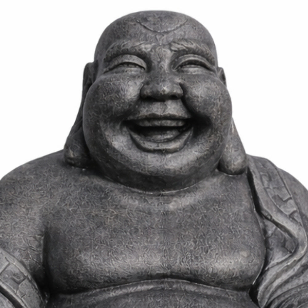 Dekorative Figur LUCKY BUDDHA 110cm Antik-Schwarz Garten Indoor