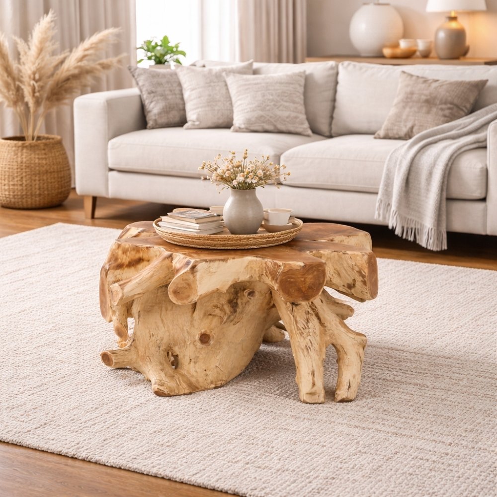 Unikat Couchtisch AKAR Natural ca.60cm Teak-Wurzel Beistelltisch – LebensWohnArt