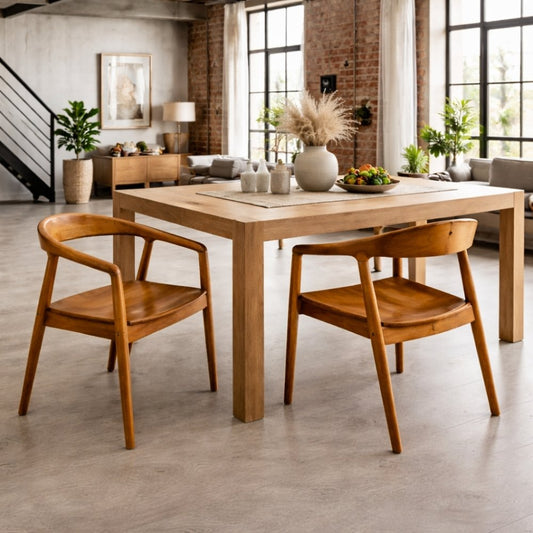 2er Set NEAPEL Teakstuhl natural Design Esszimmer Stühle ergonomisch