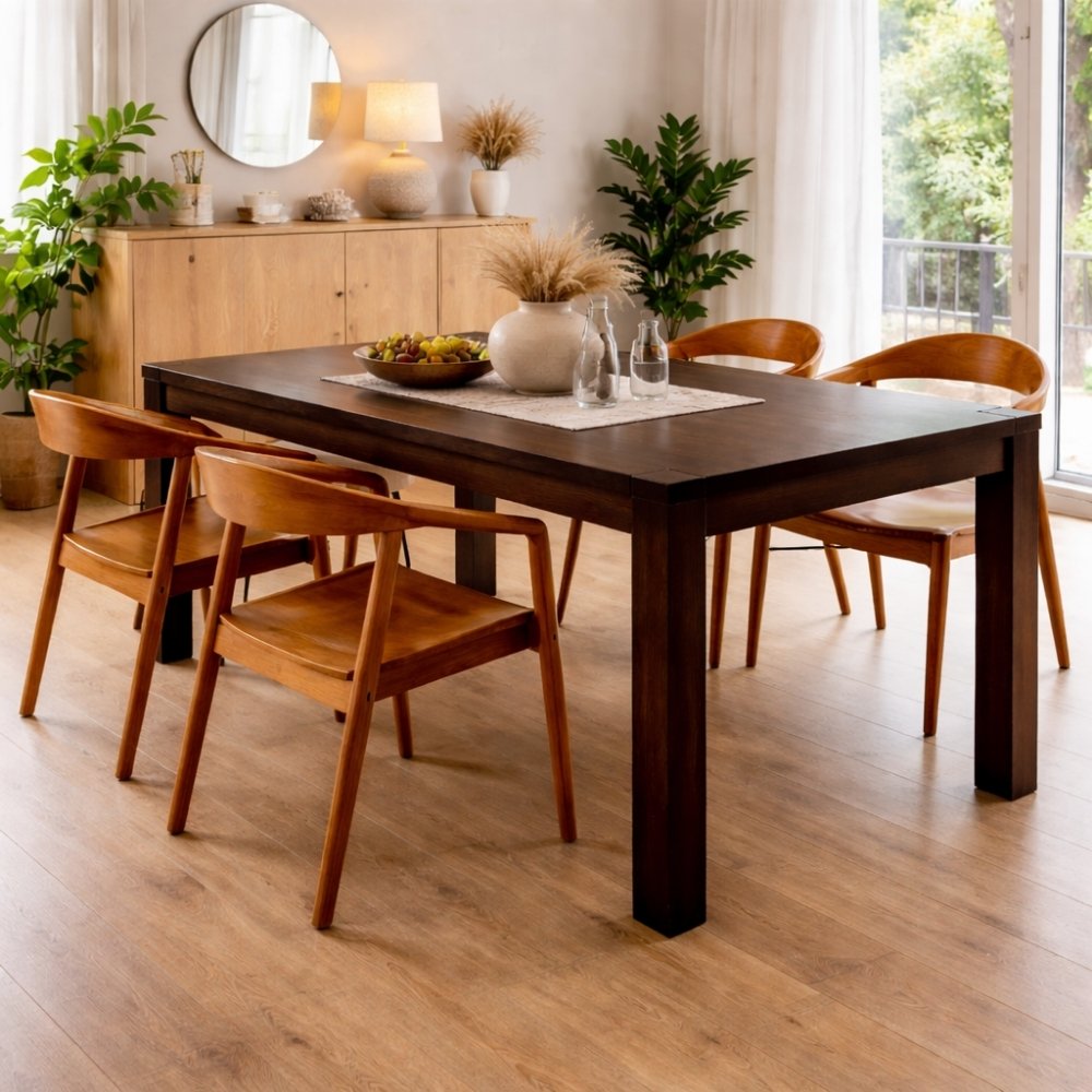 Esstisch PRANZO 160cm Dark-Brown-M Akazie – LebensWohnArt
