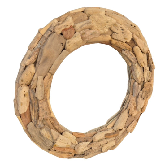 Unikat Spiegel MOSAIK 60cm rund Treibholz grau-braun Massivholz