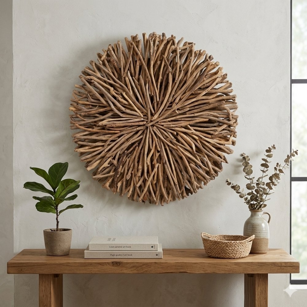 Wand-Deko-Objekt BULAT Natural Ø ca. 50cm Treibholz – LebensWohnArt