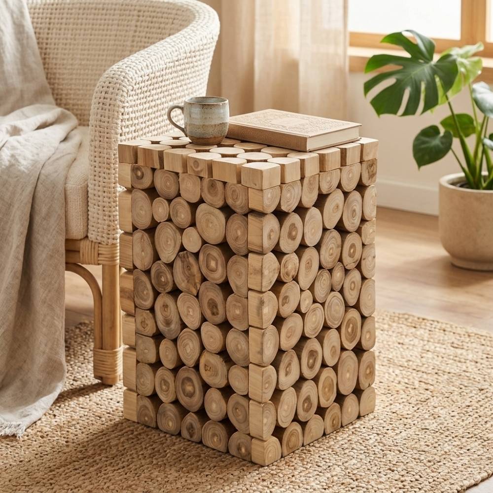 Beistelltisch NICO Teakholz nachhaltig Holztisch 45cm Nachttisch – LebensWohnArt