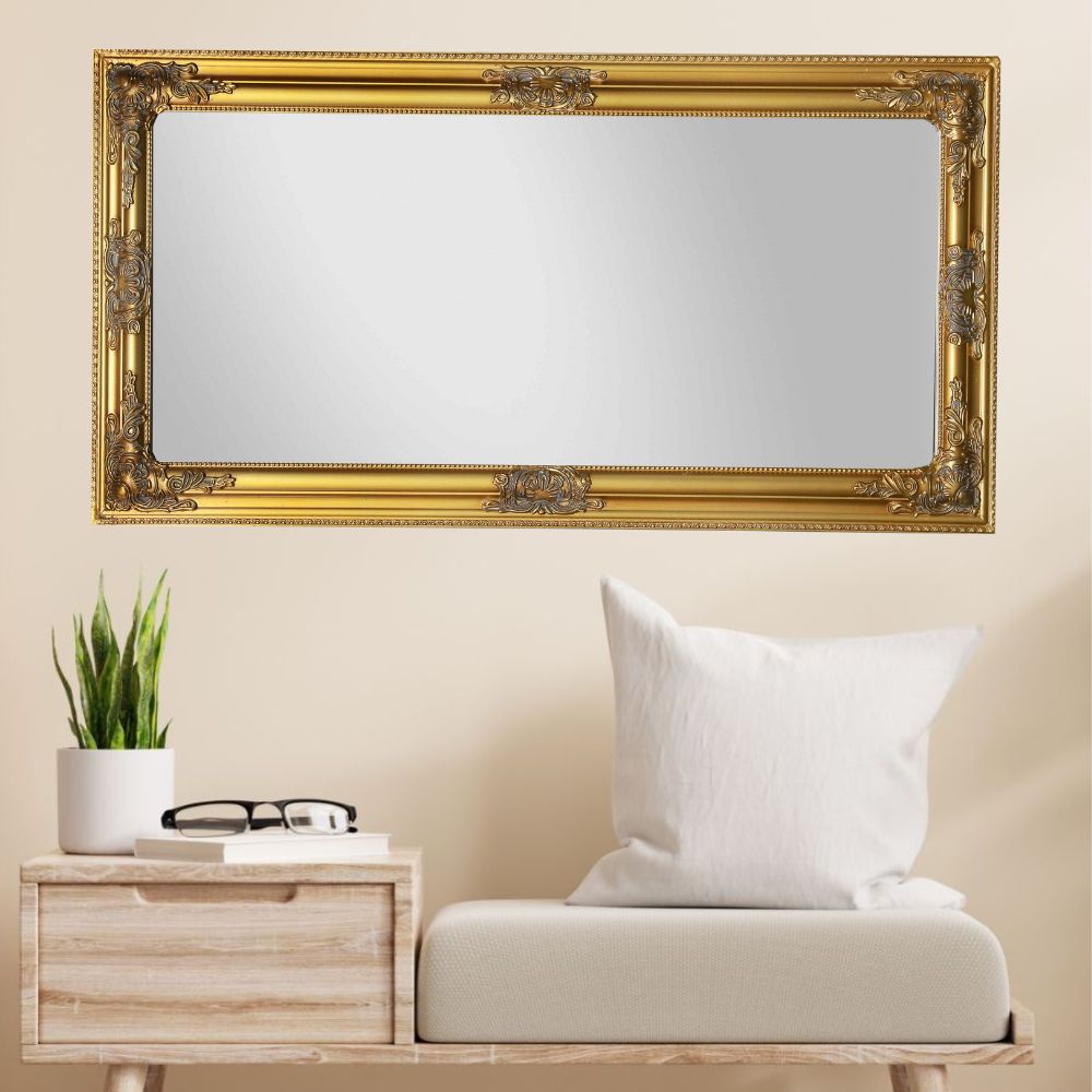 Barock Spiegel BESSA 130x70cm gold-antik Holzrahmen Frisierspiegel – LebensWohnArt
