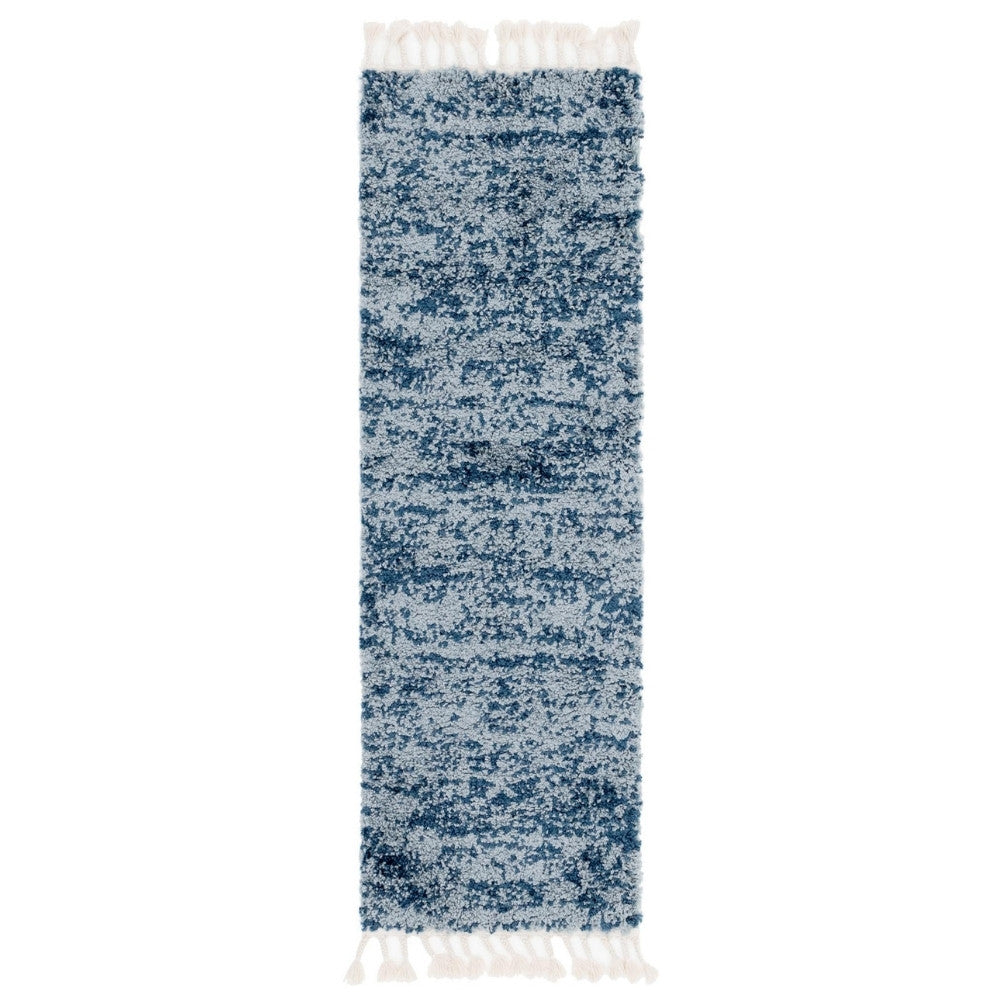 Teppich "High Shaggy" Läufer Blau 80x250 cm