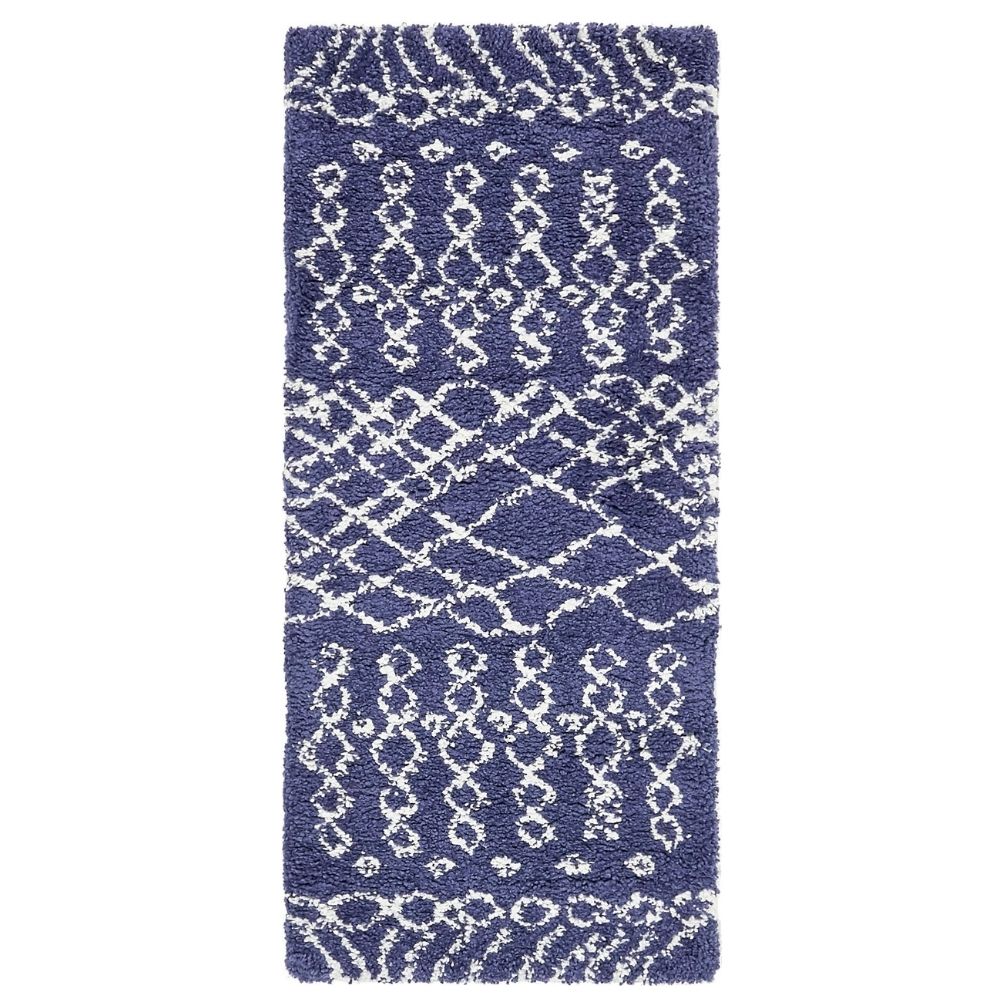 Teppich MARA Shaggy Läufer Marineblau 80x185 cm