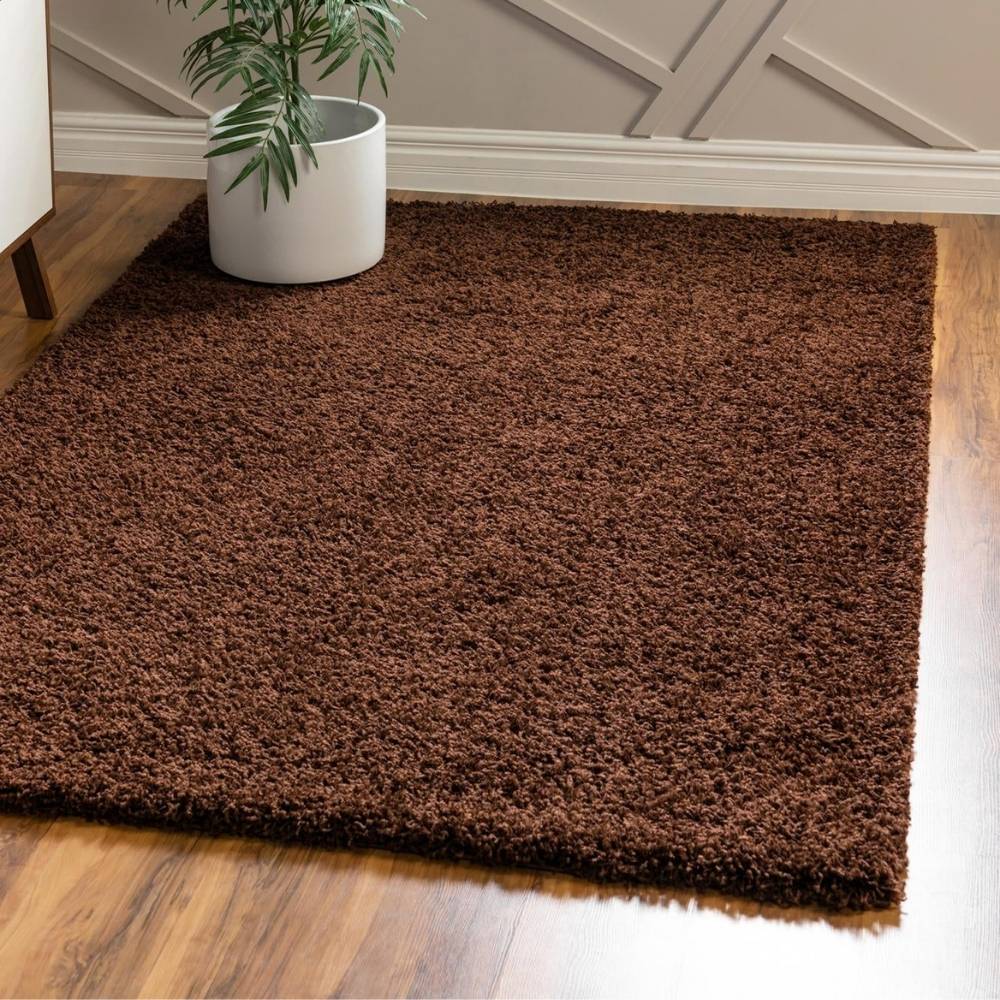 Teppich HIGH-FLOR Rechteckig Dunkelbraun diverse Größen