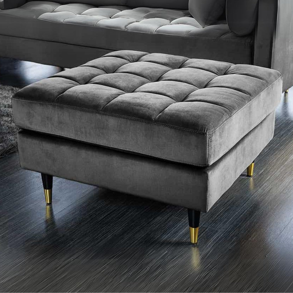 Moderner Hocker COMFORT 80cm grau  Samt Taschenfederkern