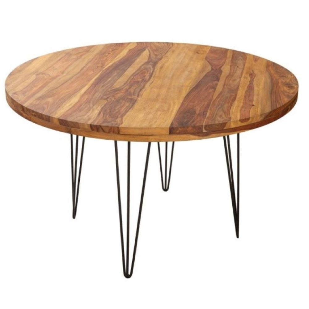 Moderner Esstisch KARA 120cm rund natural Palisander Metallbeine
