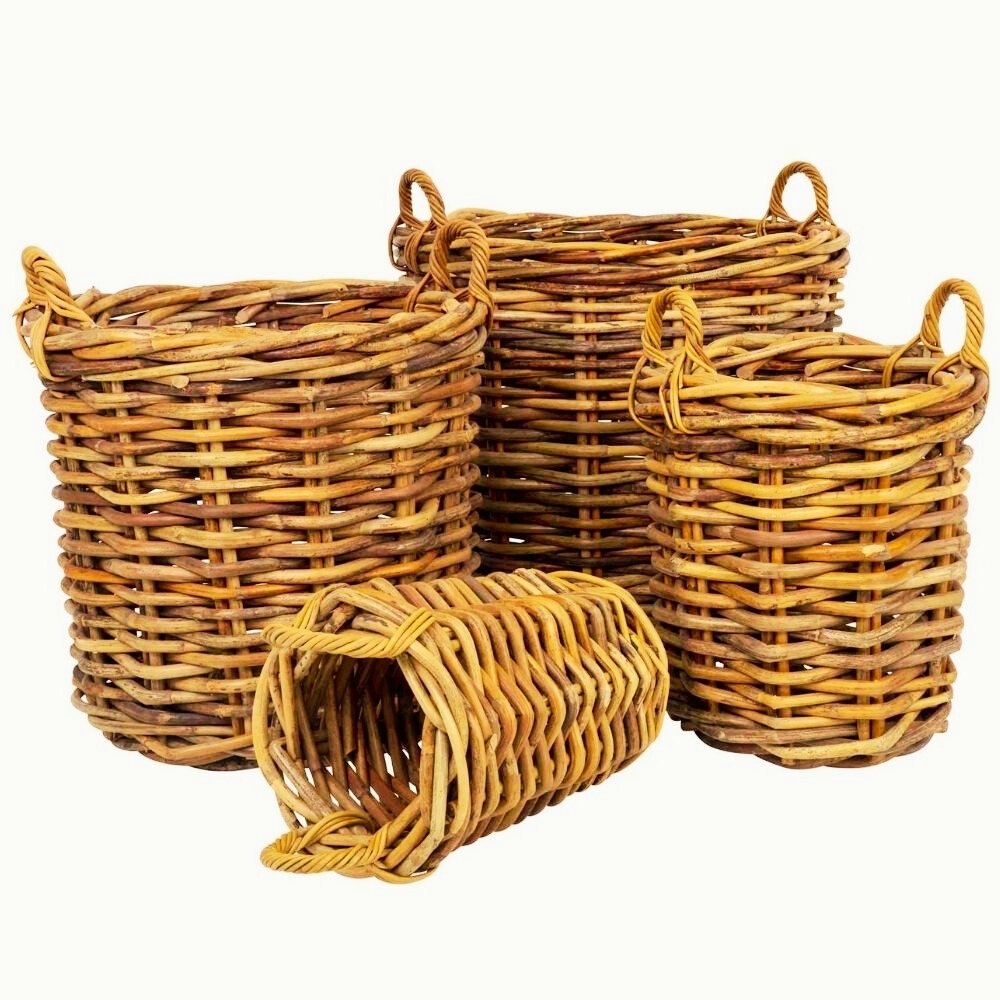 Dickes CL Rattan Korb CESTINO natural ca.D35xH45cm Griffe Pflanzkorb