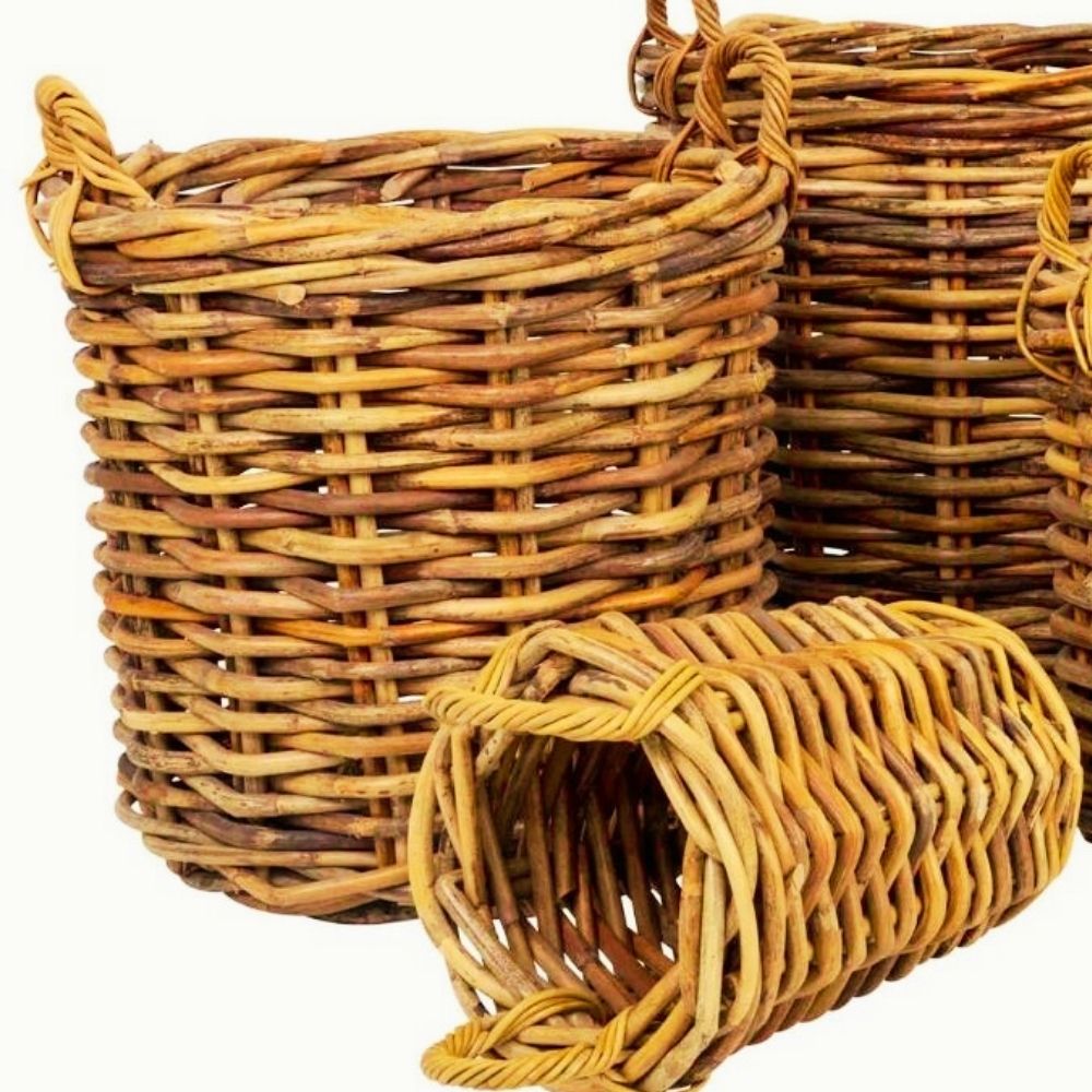 Dickes CL Rattan Korb CESTINO natural ca.D35xH45cm Griffe Pflanzkorb