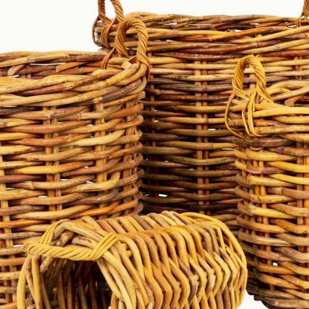 Dickes CL Rattan Korb CESTINO natural ca.D35xH45cm Griffe Pflanzkorb