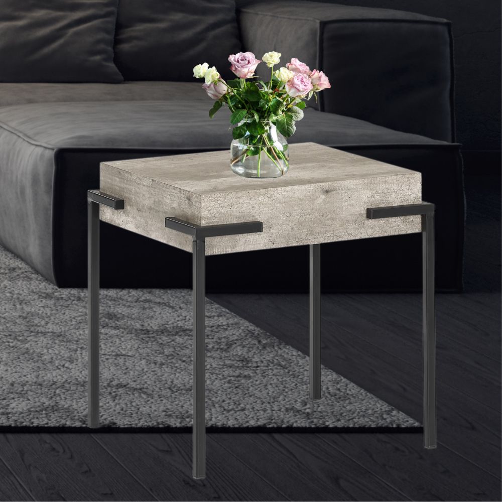 Design Beistelltisch CRETO 40cm grau Beton-Optik Metallgestell – LebensWohnArt