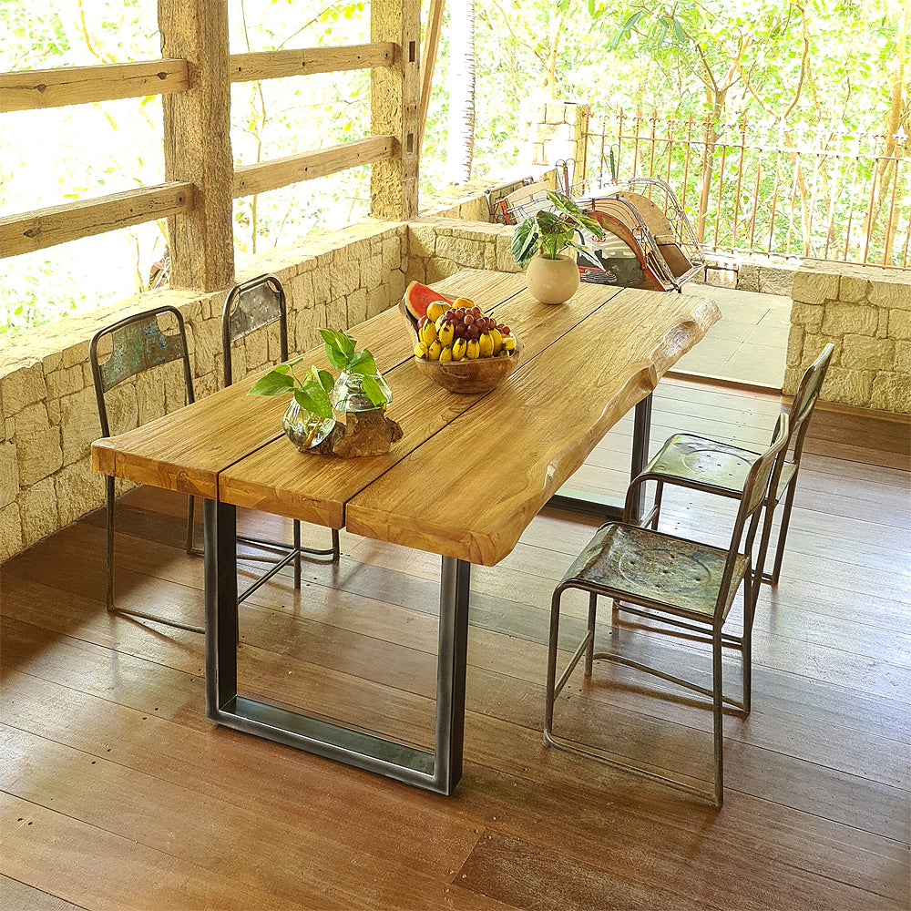 Teak Esstischplatte LIVING EDGE GARDEN Baumkante - diverse Größen