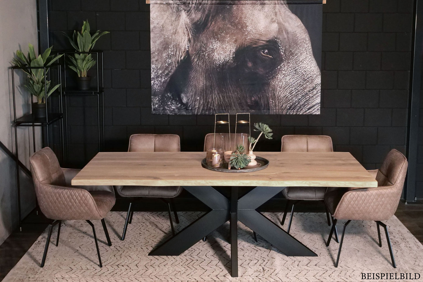 Tischplatte Eiche Twinline NATURE LINE Baumkante H45mm