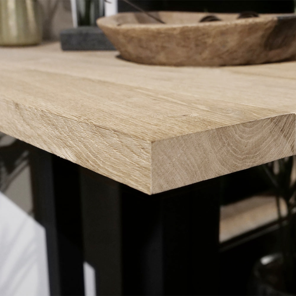 Tischplatte Eiche OLD STYLE Gerade │ gebürstet mit V-Fuge / optisch gealtert  │ Stärke: 45-48mm