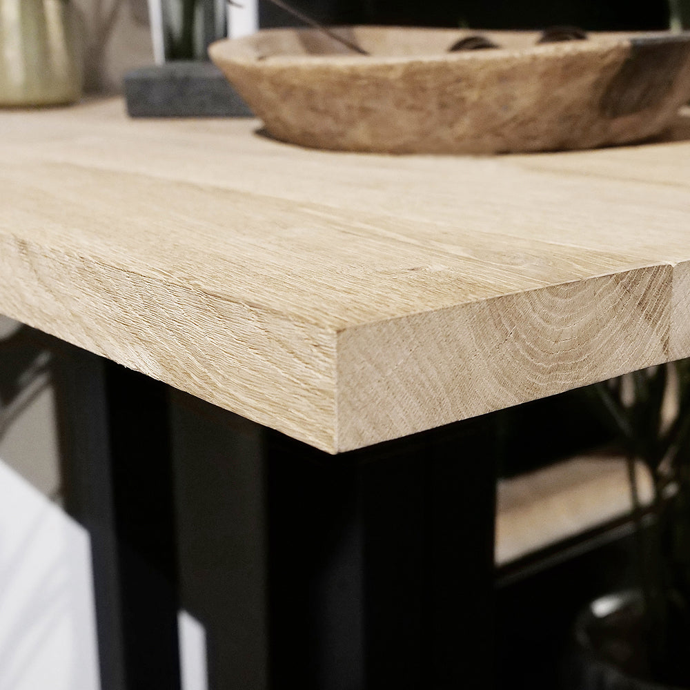 Tischplatte Eiche OLD STYLE YORK Gerade │ gebürstet mit V-Fuge │ Stärke: 45-48mm