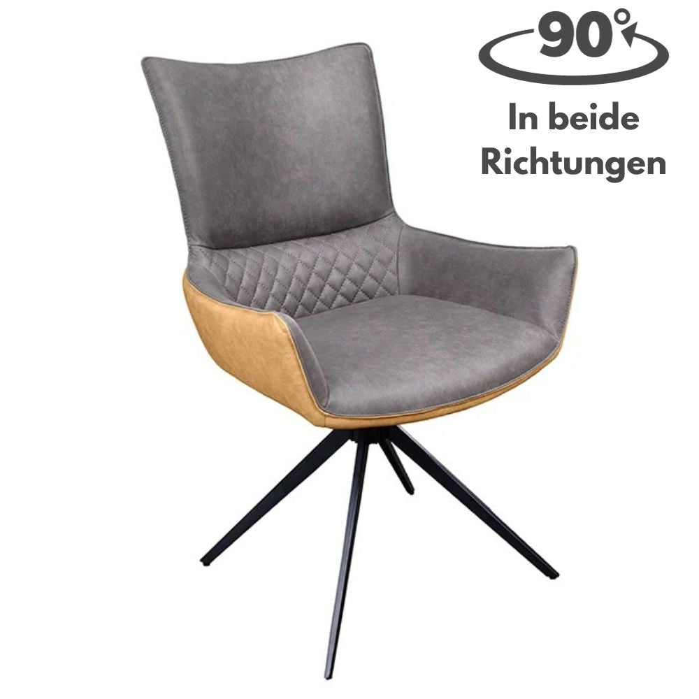 Cooler Drehstuhl PILOT grau braun schwarze Metallbeine