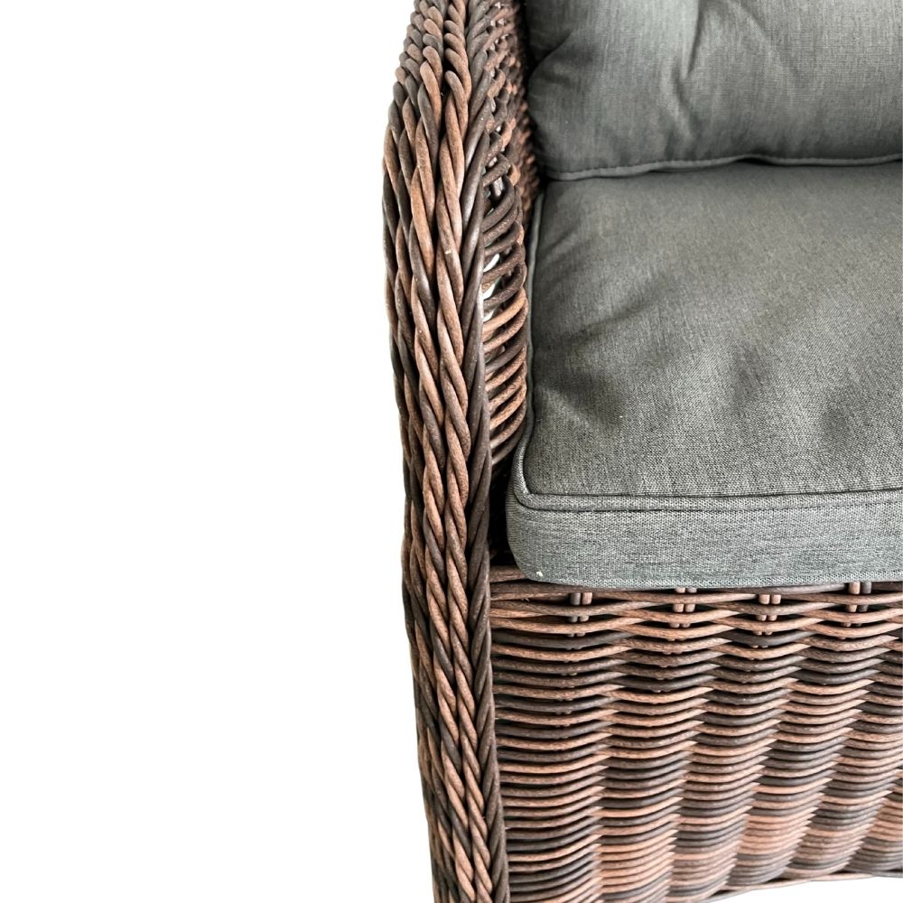 2er Set Sessel BELLA rundes Polyrattan Natural-Brown Gartenstuhl
