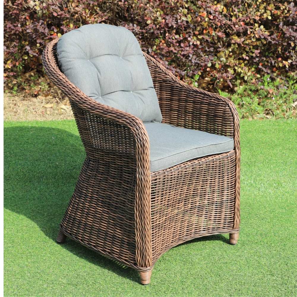 2er Set Sessel BELLA rundes Polyrattan Natural-Brown Gartenstuhl