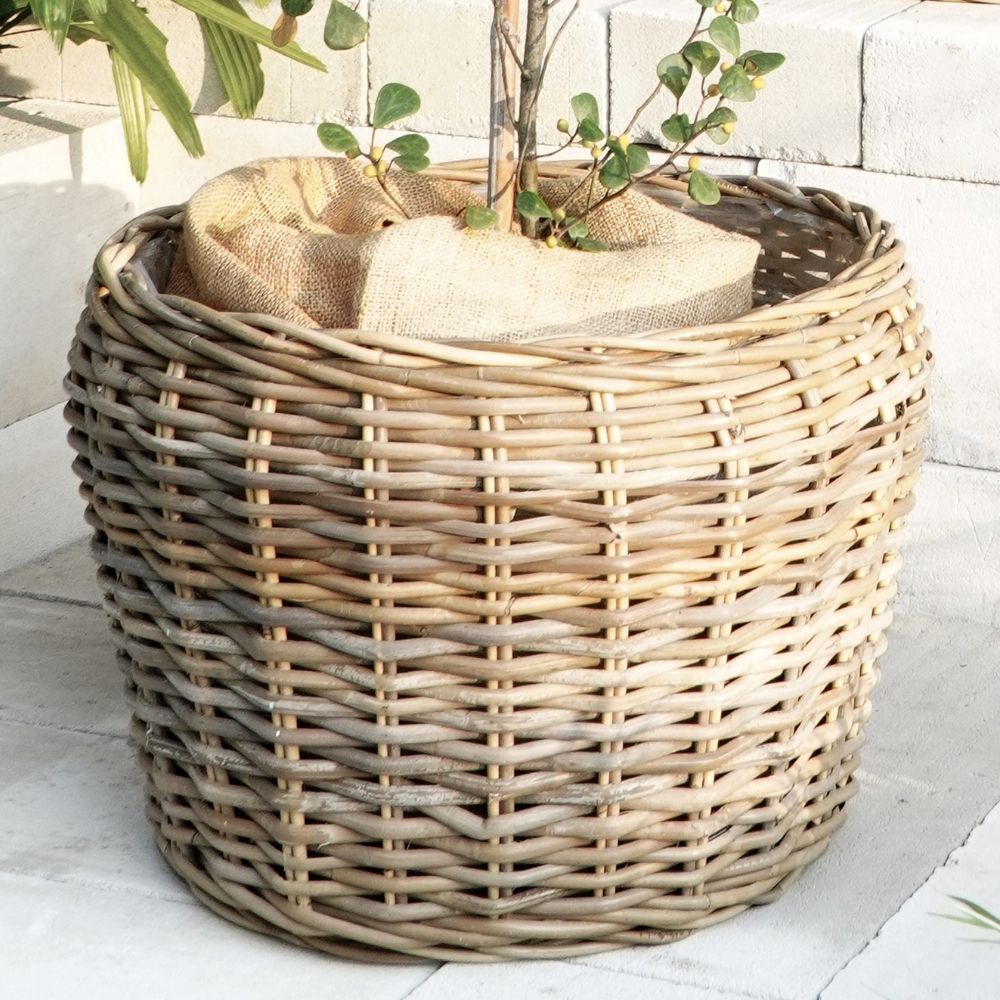 Natur Rattankorb GINI Natural Grey ca.50cm Pflanzkorb Übertopf – LebensWohnArt