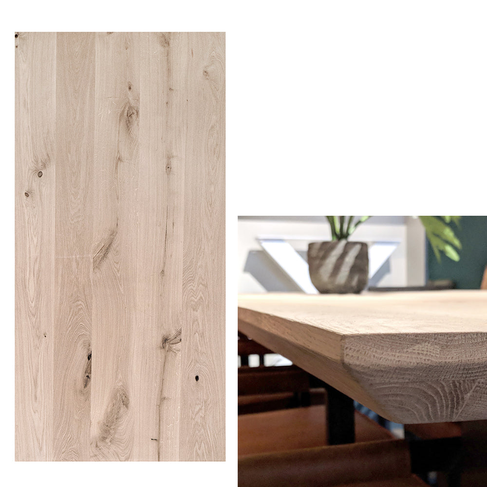 Tischplatte Eiche Twinline SCHWEIZER KANTE  Stärke 45mm (22,5+22,5mm)