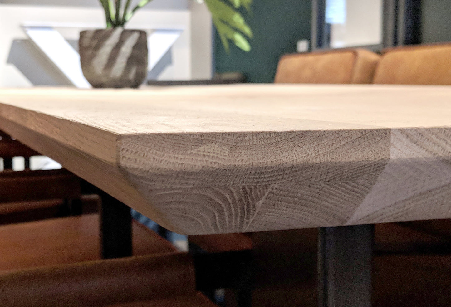 Tischplatte Eiche Twinline SCHWEIZER KANTE  Stärke 45mm (22,5+22,5mm)