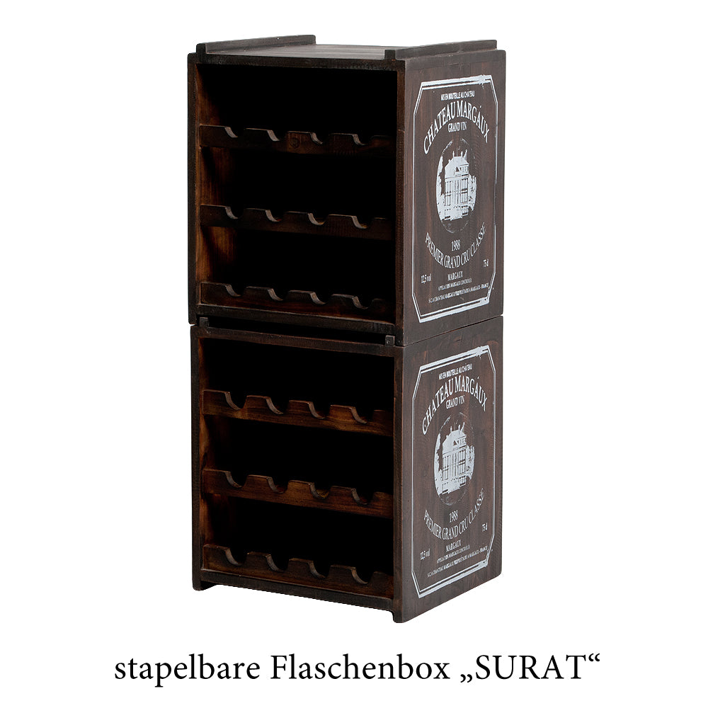 Flaschenbox SURAT Brown ca. H40cm Mahagoni Shabby Weinregal
