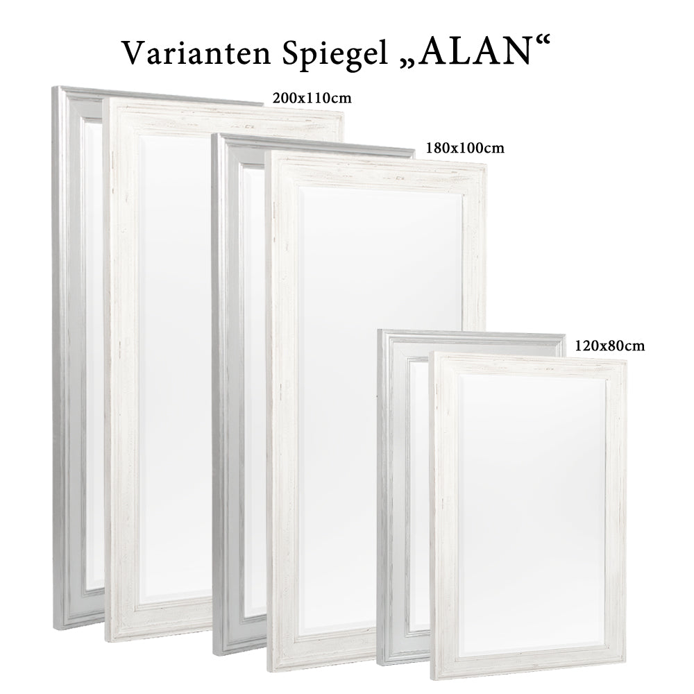 Eleganter Spiegel ALAN Antik-Silber ca. 200x110cm Holzrahmen
