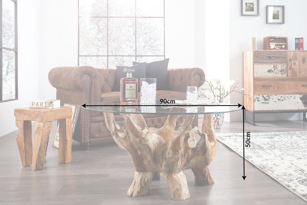 Individueller Teak Couchtisch ZONAS 100cm Natural