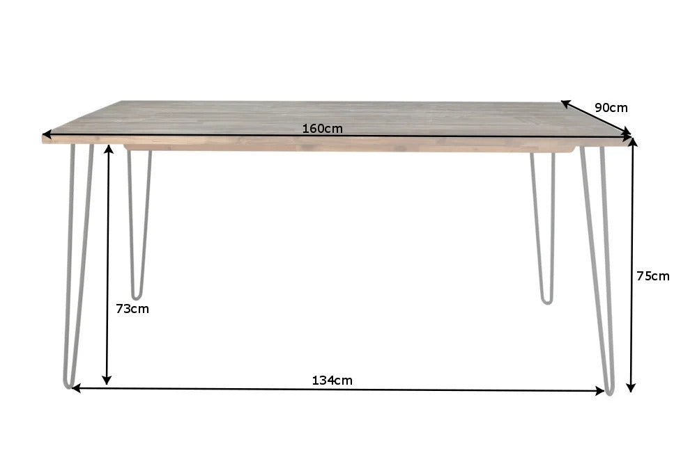 Industrie-Look Esstisch ALINA 160cm living-brown Akazie Metallbeine