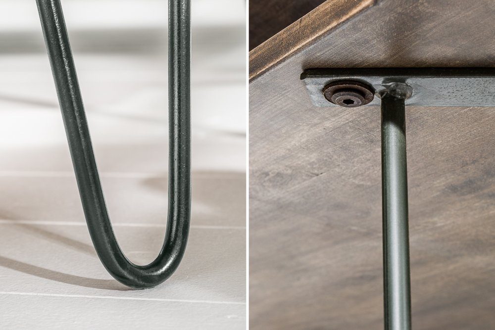 Couchtisch mit Ablagefächern ca.100cm grau ALINA Mangoholz Metallbeine