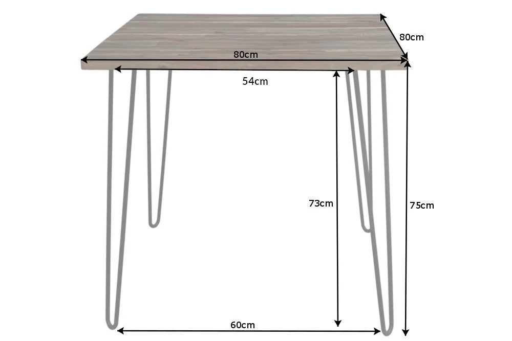 Industrie-Look Esstisch ALINA 80cm living-brown Akazie Metallbeine