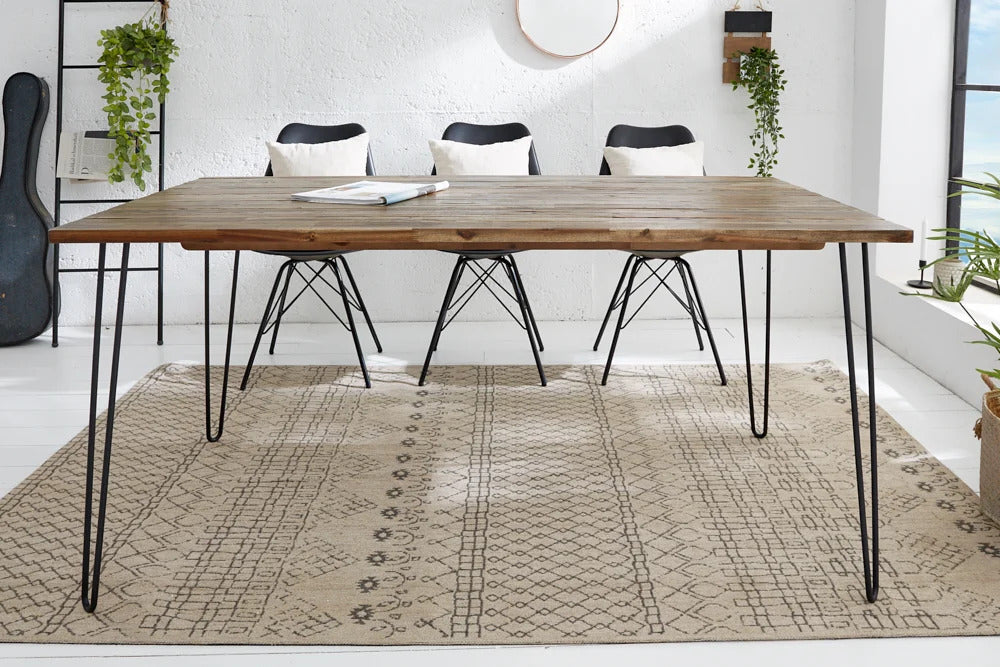 Industrie-Look Esstisch ALINA 160cm living-brown Akazie Metallbeine