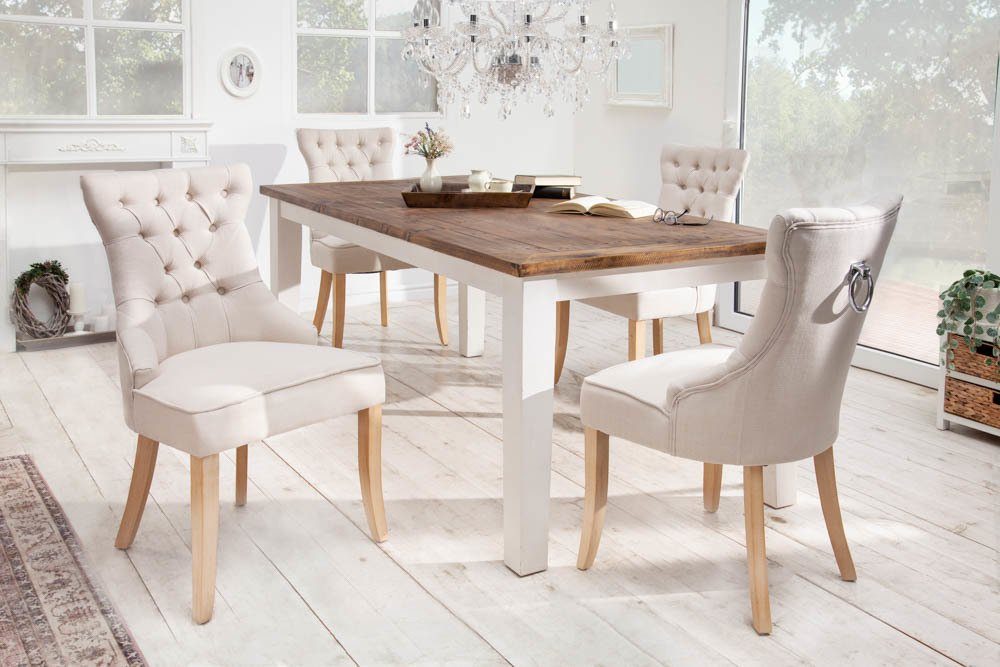 Edler Stuhl MODAN beige Leinen mit Komfortgriff