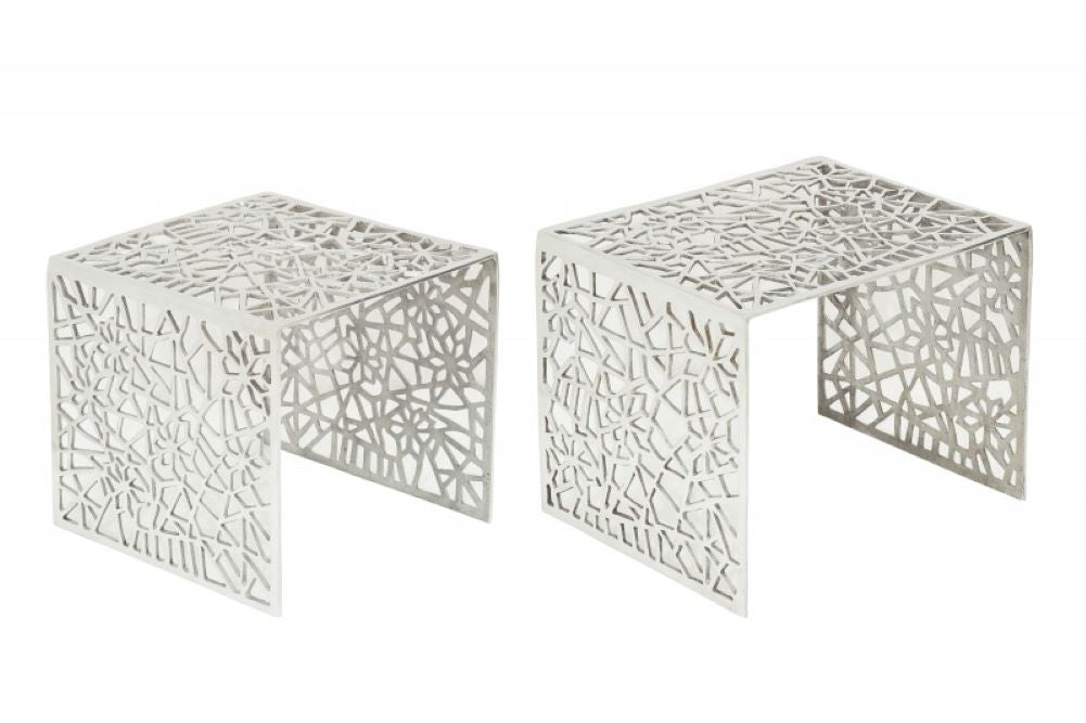Design Couchtisch 2er Set RIAS Aluminium ca.49cm silber