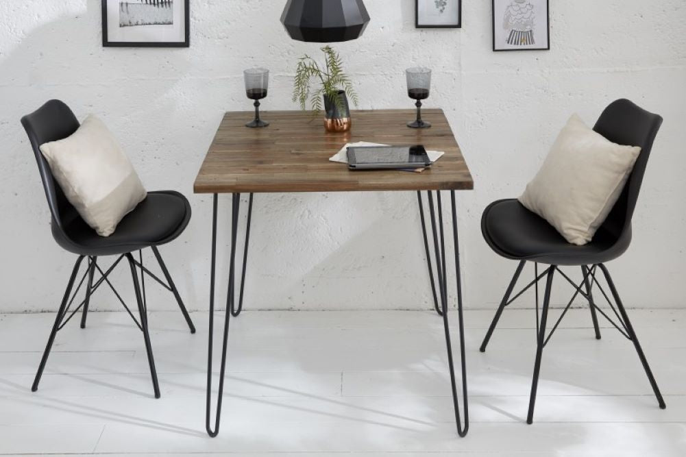 Industrie-Look Esstisch ALINA 80cm living-brown Akazie Metallbeine