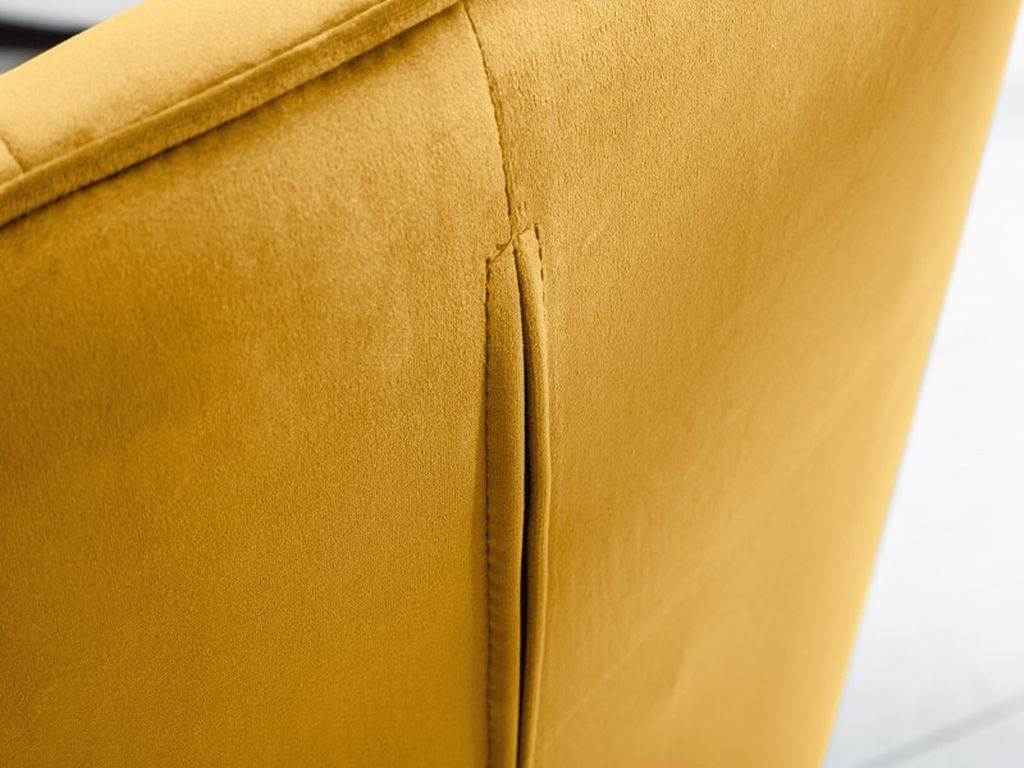 Moderner Samt Stuhl ZIRA senfgelb mit Armlehne