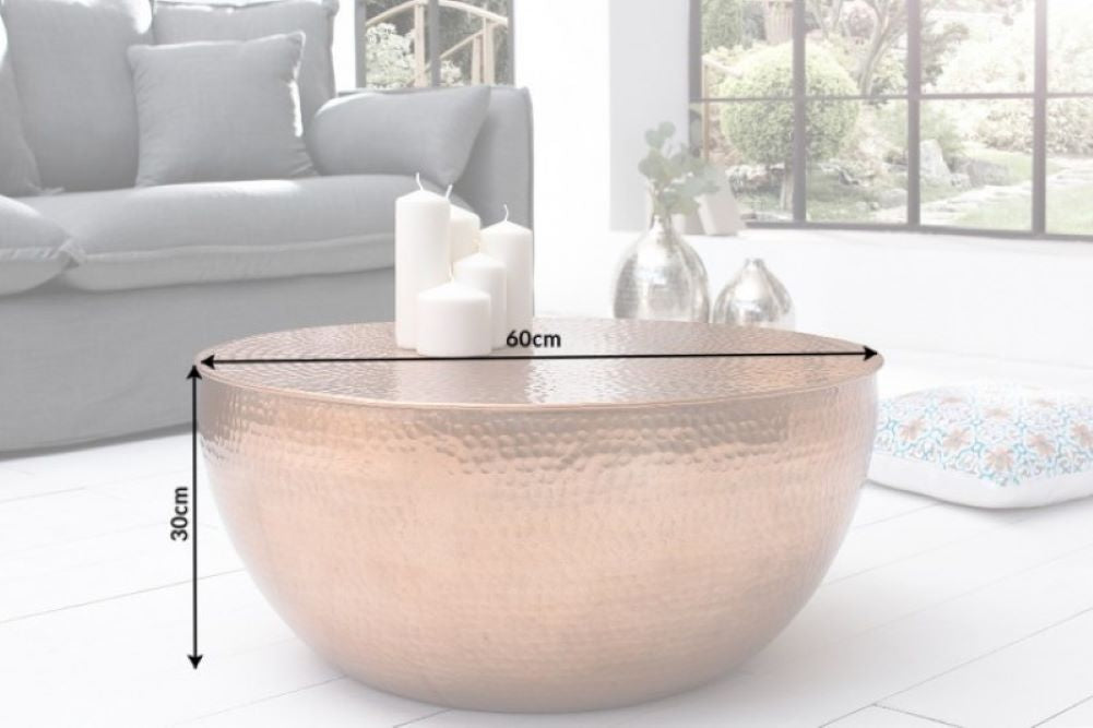 Couchtisch MARTELLO No.1 Aluminium ca.60cm kupfer Hammerschlag