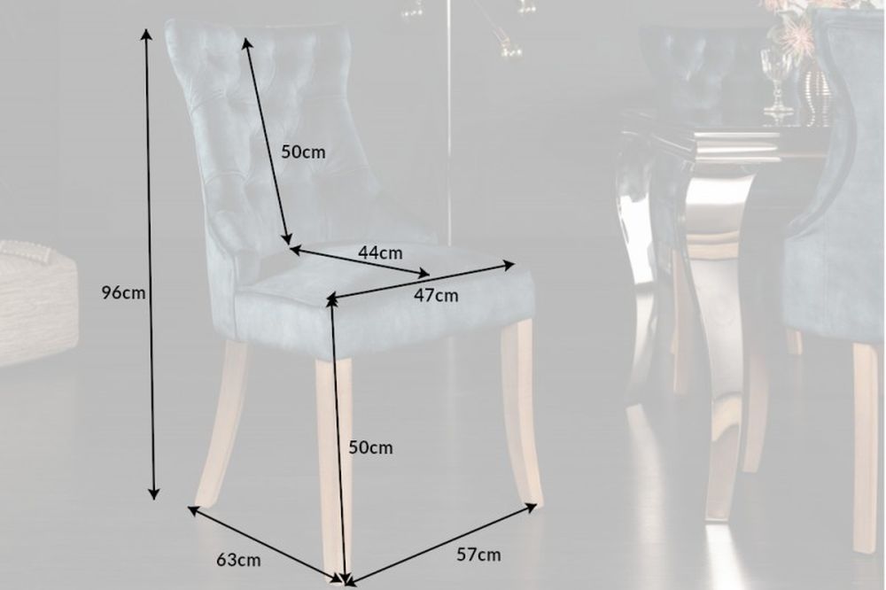 Edler Stuhl MODAN petrol Samt mit Komfortgriff